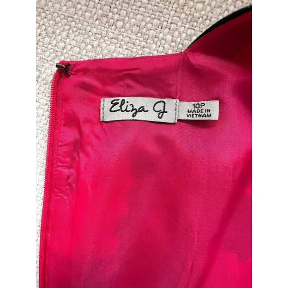 NWOT Eliza J Women's Black Floral Fit & Flare Sleeveless Dress  Size 10P - Picture 3 of 4